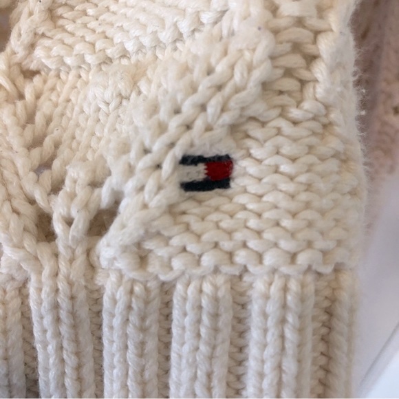 TOMMY HILFIGER Cotton Knit Fisherman Sweater Vintage Style Popcorn/Argyle Sz SP - Picture 12 of 13